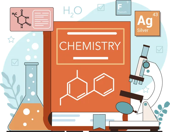 Chemistry book and experiment  Illustration