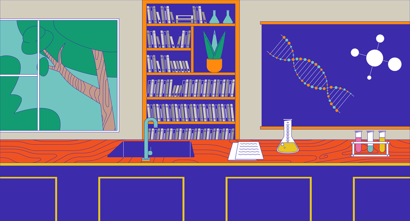 Chemistry class with modern equipment  Illustration