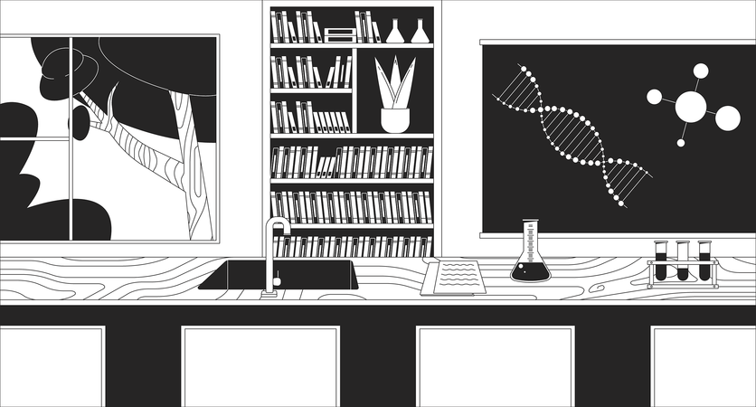 Chemistry class with modern equipment  Illustration