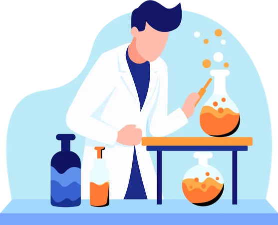 Chemistry Classroom Experiment in the Laboratory Illustration