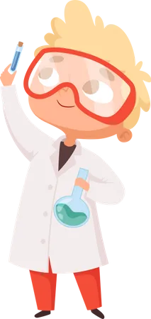 Chemistry kids science children school character  イラスト