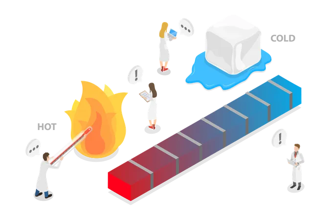 3 D Isometric Flat Vector Conceptual Illustration Of Hot Vs Cold Chemistry Lesson Topic イラスト