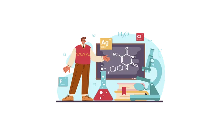 Chemistry scientist doing science experiment  Illustration