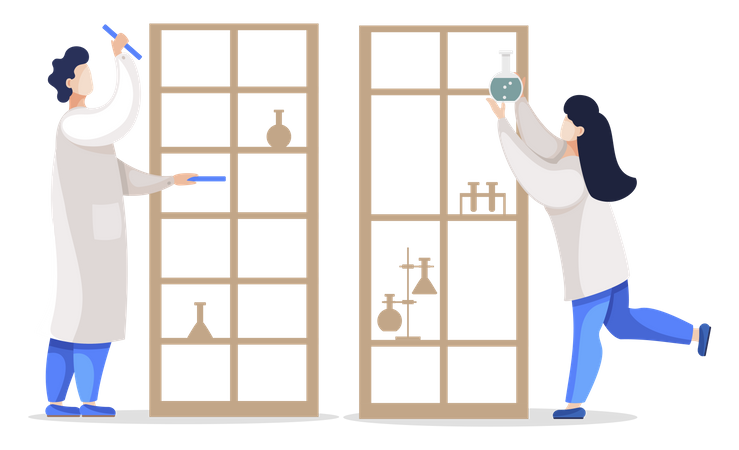 Chemistry Workers in Laboratory  Illustration