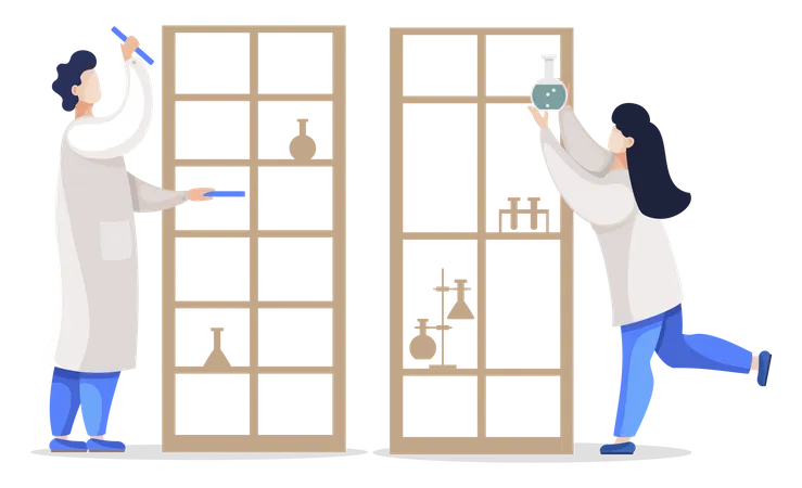 Chemistry Workers in Laboratory  Illustration