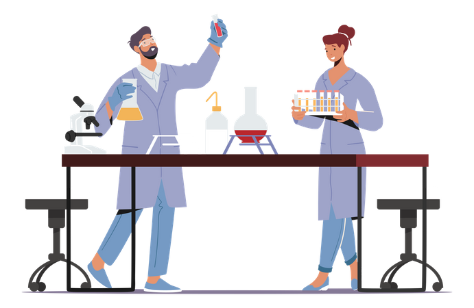 Chemists Invent Medicine Or Vaccine  일러스트레이션