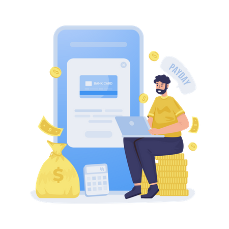 Paiement du salaire par chèque en ligne  Illustration