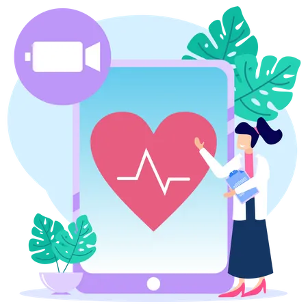 Chequeo de salud en línea  Ilustración