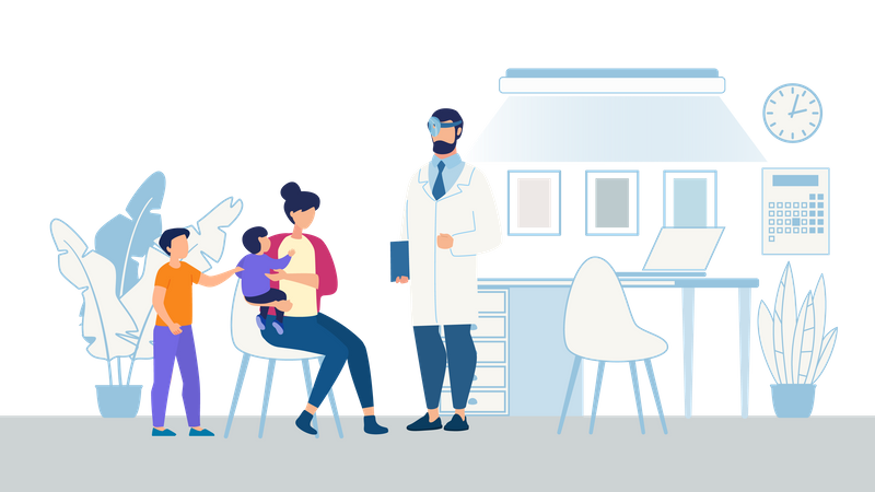 Chequeo médico de bebé o niño  Ilustración
