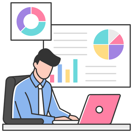 Chercheur de marché effectuant une analyse  Illustration