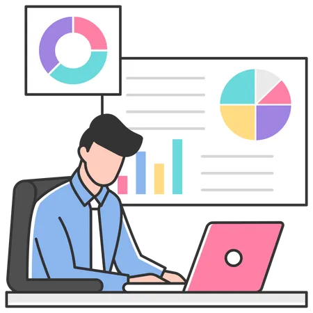 Chercheur de marché effectuant une analyse  Illustration