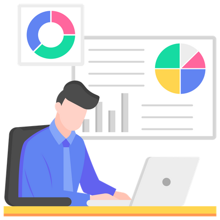 Chercheur de marché effectuant une analyse  Illustration