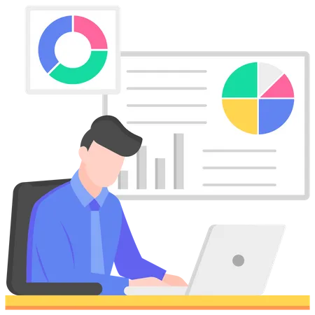 Chercheur de marché effectuant une analyse  Illustration