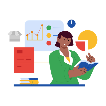 Chercheur de marché effectuant une analyse  Illustration