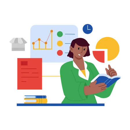 Chercheur de marché effectuant une analyse  Illustration