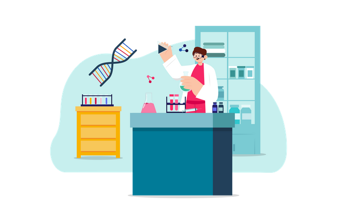 Chercheur effectuant des recherches en laboratoire  Illustration