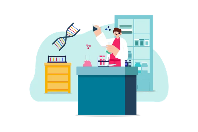 Chercheur effectuant des recherches en laboratoire  Illustration