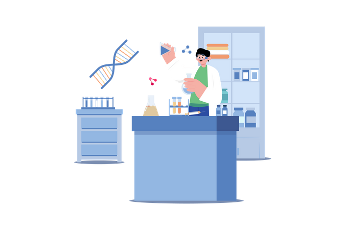 Chercheur effectuant des recherches en laboratoire  Illustration