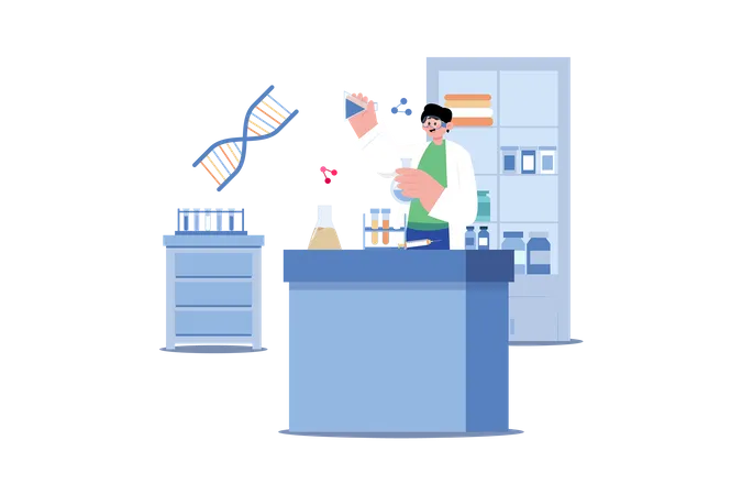 Chercheur effectuant des recherches en laboratoire  Illustration