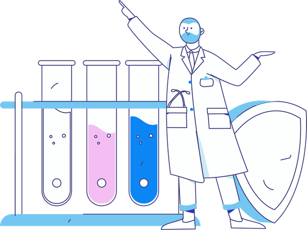 Un chercheur réalise une expérience en laboratoire  Illustration