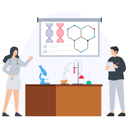 Chercheur médical travaillant en laboratoire  Illustration