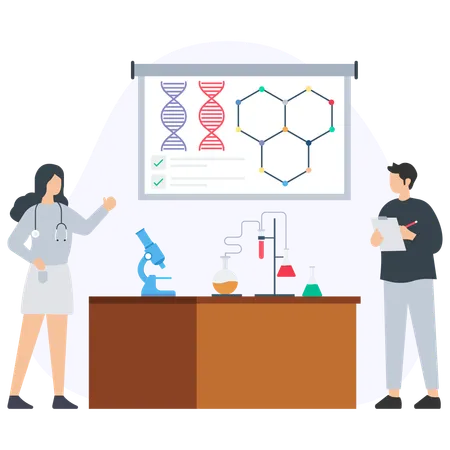 Chercheur médical travaillant en laboratoire  Illustration