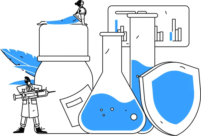 Un chercheur médical travaille sur le développement de médicaments  Illustration