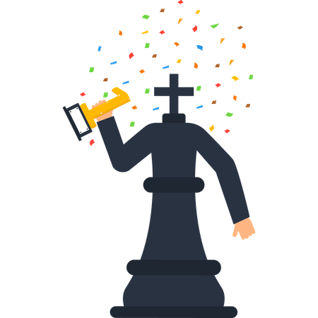 Chess Champion Celebrating Victory  Illustration