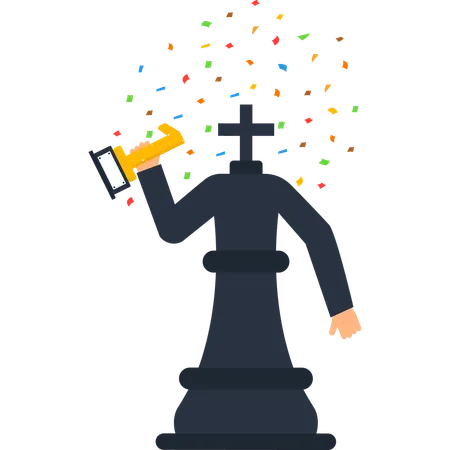 Chess Champion Celebrating Victory  Illustration
