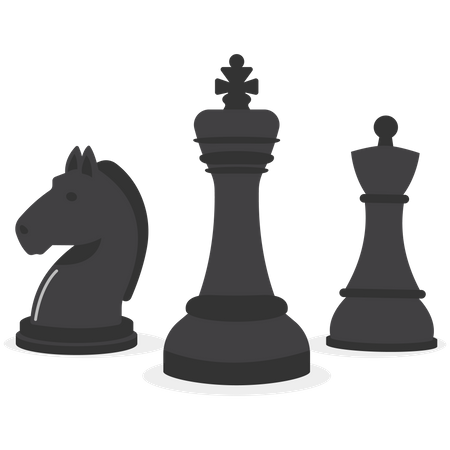 Chess king in front of pawns and hors  Illustration