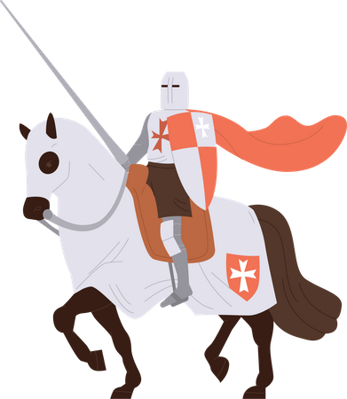Chevalier royal médiéval à cheval  Illustration