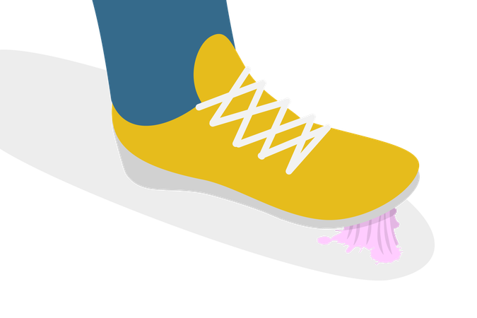 Chewing Gum Stuck to Shoe  Illustration