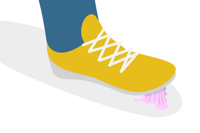 Chewing Gum Stuck to Shoe  Illustration