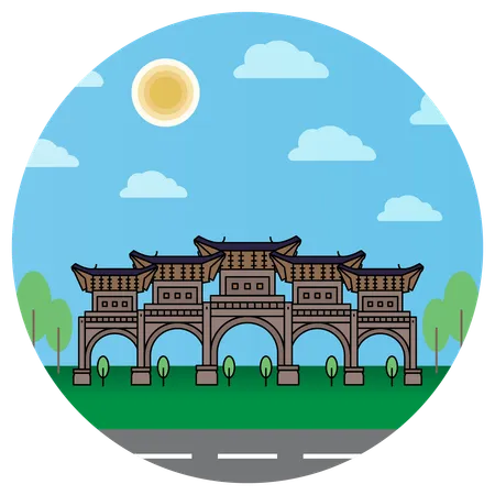 Chiang Kai Shek Memorial Hall Taipei City Taiwan  Illustration