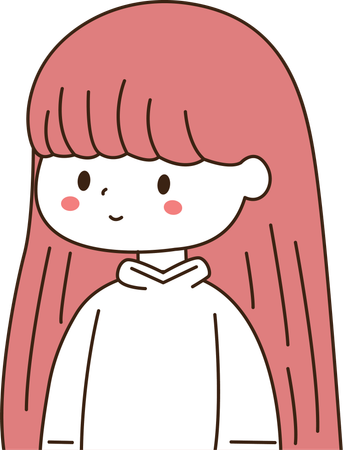 笑顔の表情をしたちび少女キャラクター  イラスト