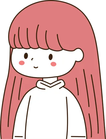 笑顔の表情をしたちび少女キャラクター  イラスト