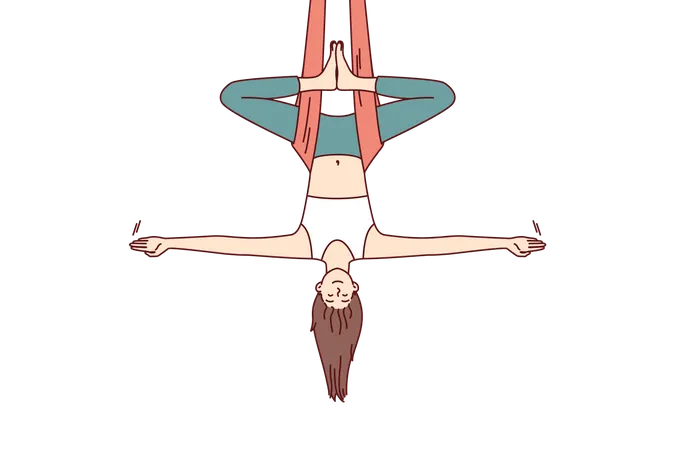 Chica acostada boca abajo mientras hace ejercicio de pilates  Ilustración