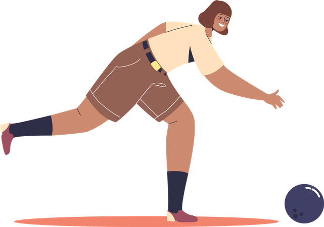 Chica activa jugar bolos  Ilustración