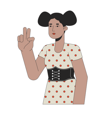 Chica afroamericana con el signo de la paz  Ilustración