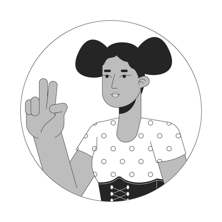 Chica afroamericana con el signo de la paz  Ilustración