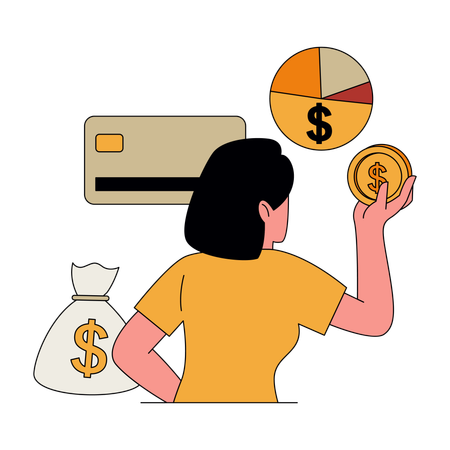 Niña ahorrando dinero  Illustration