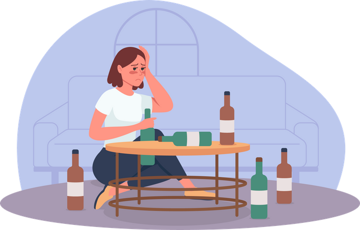 Chica alcohólica  Ilustración