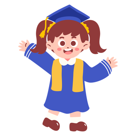 Chica alegre graduándose  Ilustración