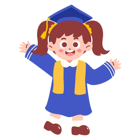 Chica alegre graduándose  Ilustración