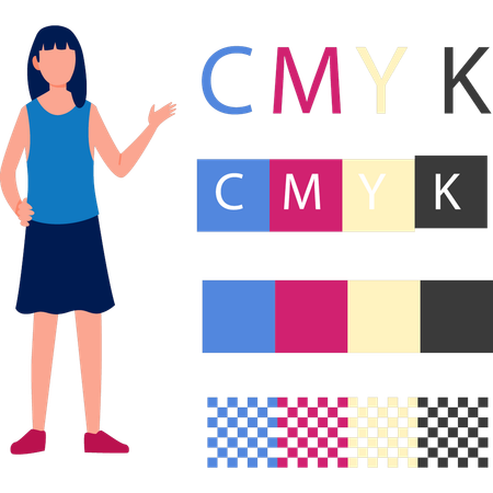 Niña señalando CMYK  Ilustración