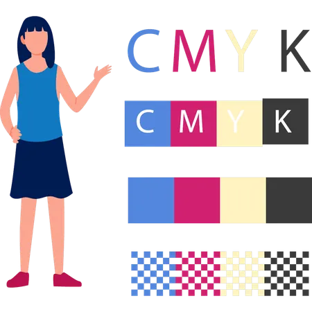 Niña señalando CMYK  Ilustración