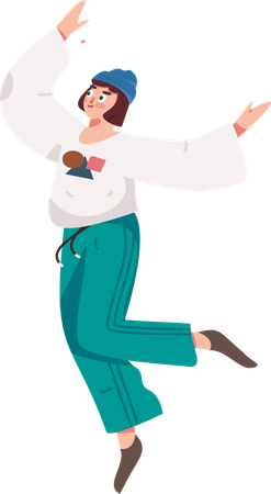 Chica bailando de alegría  Ilustración