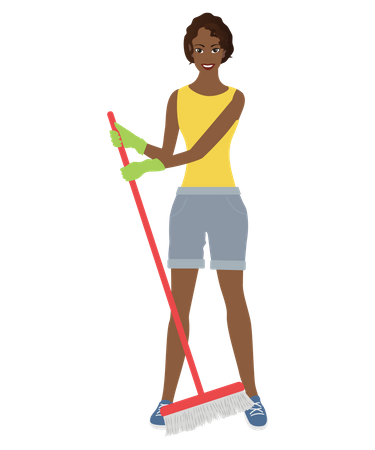 Chica bromeando en casa  Ilustración