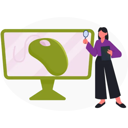 Chica buscando un controlador de juego  Ilustración