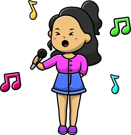 Niña cantando una canción  Ilustración